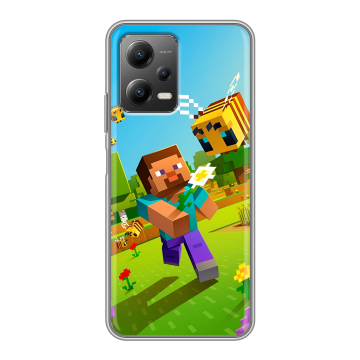 Силиконовый чехол на Xiaomi Poco X5 с принтом Майнкрафт Minecraft Силиконовый чехол на Xiaomi Poco X5 с принтом Майнкрафт Minecraft