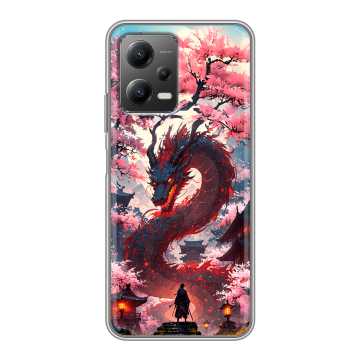 Силиконовый чехол на Xiaomi Poco X5 с принтом Дракон Японский