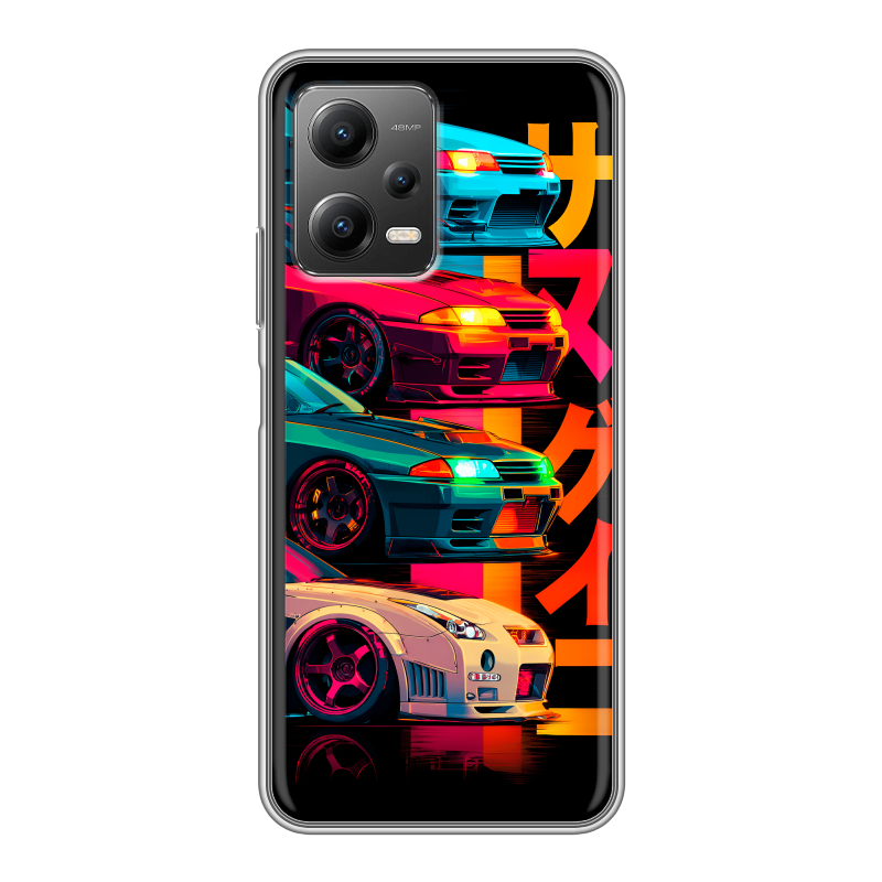 Силиконовый чехол на Xiaomi Poco X5 с принтом Гоночные машины Силиконовый чехол на Xiaomi Poco X5 с принтом Гоночные машины