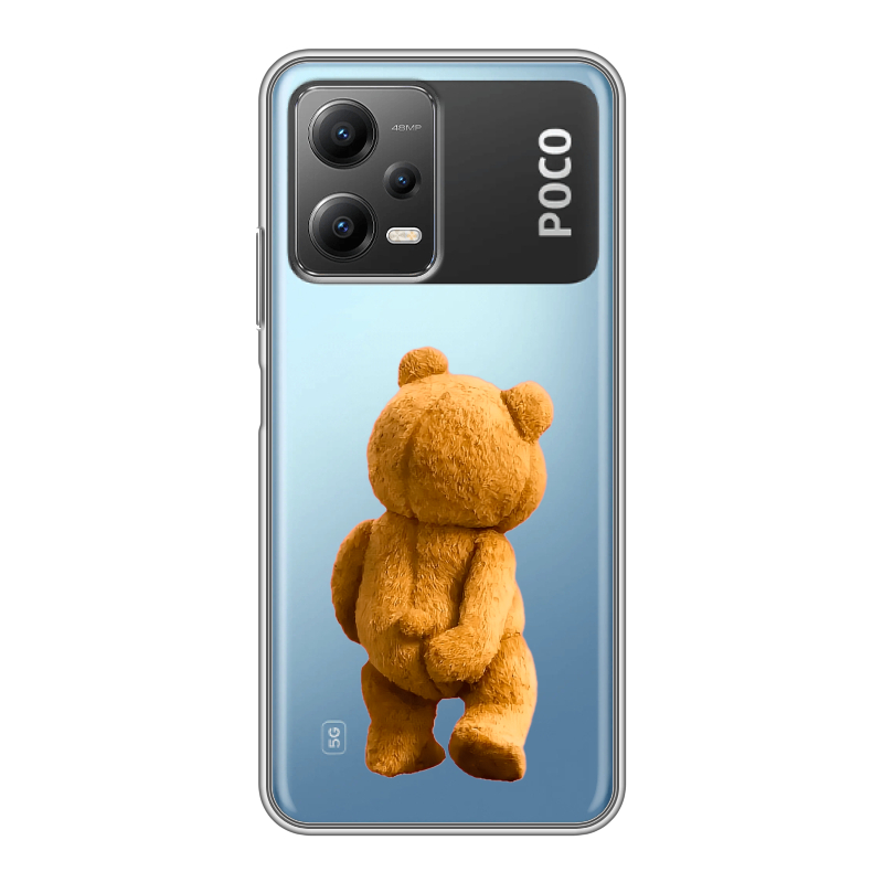 Силиконовый противоударный чехол на Xiaomi Poco X5 с принтом Медведь Силиконовый противоударный чехол на Xiaomi Poco X5 с принтом Медведь
