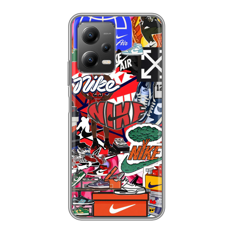 Силиконовый чехол на Xiaomi Poco X5 с принтом Найк Nike яркий Силиконовый чехол на Xiaomi Poco X5 с принтом Найк Nike яркий