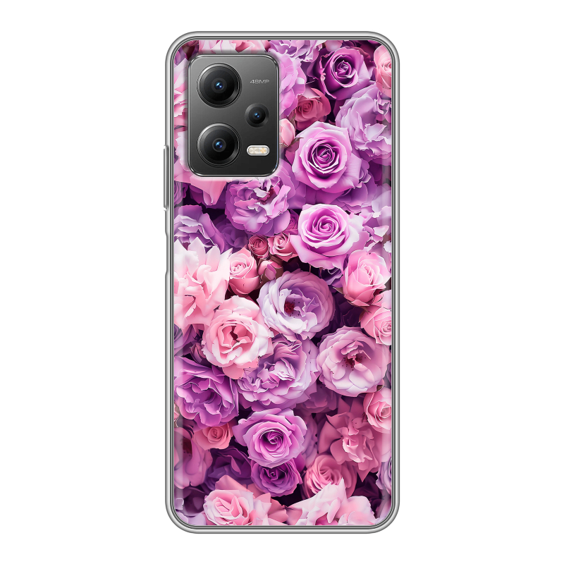 Силиконовый противоударный чехол на Xiaomi Poco X5 с принтом лавандовые розы Силиконовый противоударный чехол на Xiaomi Poco X5 с принтом лавандовые розы
