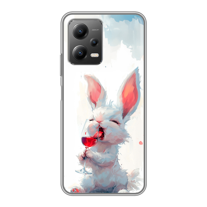 Силиконовый противоударный чехол на Xiaomi Poco X5 с принтом кролик зайчик Силиконовый противоударный чехол на Xiaomi Poco X5 с принтом кролик зайчик