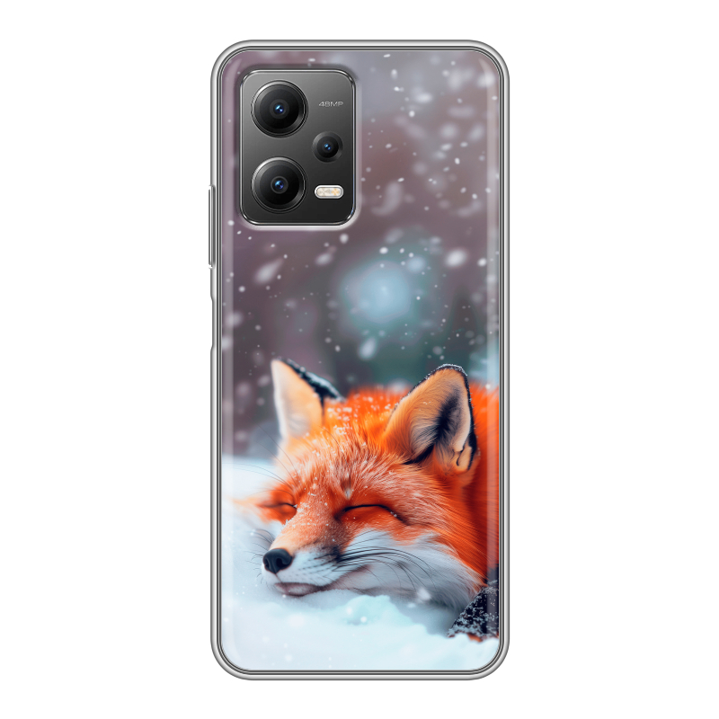 Силиконовый противоударный чехол на Xiaomi Poco X5 с принтом лиса Силиконовый противоударный чехол на Xiaomi Poco X5 с принтом лиса