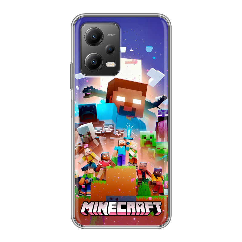 Силиконовый чехол на Xiaomi Poco X5 с принтом Майнкрафт Minecraft Силиконовый чехол на Xiaomi Poco X5 с принтом Майнкрафт Minecraft