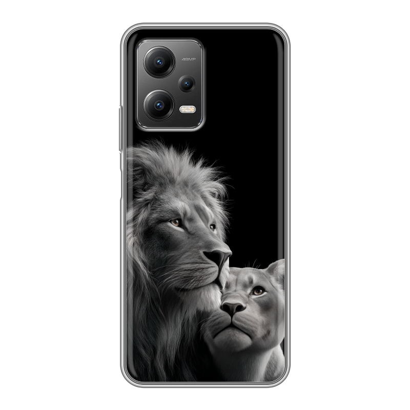 Силиконовый противоударный чехол на Xiaomi Poco X5 с принтом Лев кошки Силиконовый противоударный чехол на Xiaomi Poco X5 с принтом Лев кошки