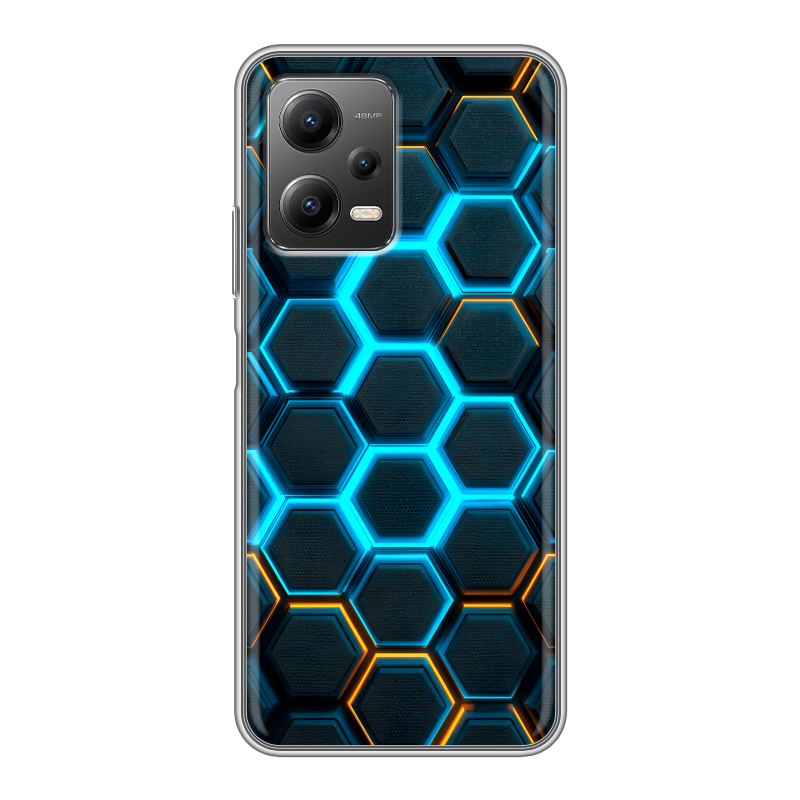 Силиконовый противоударный чехол на Xiaomi Poco X5 с принтом Неоновые соты Силиконовый противоударный чехол на Xiaomi Poco X5 с принтом Неоновые соты