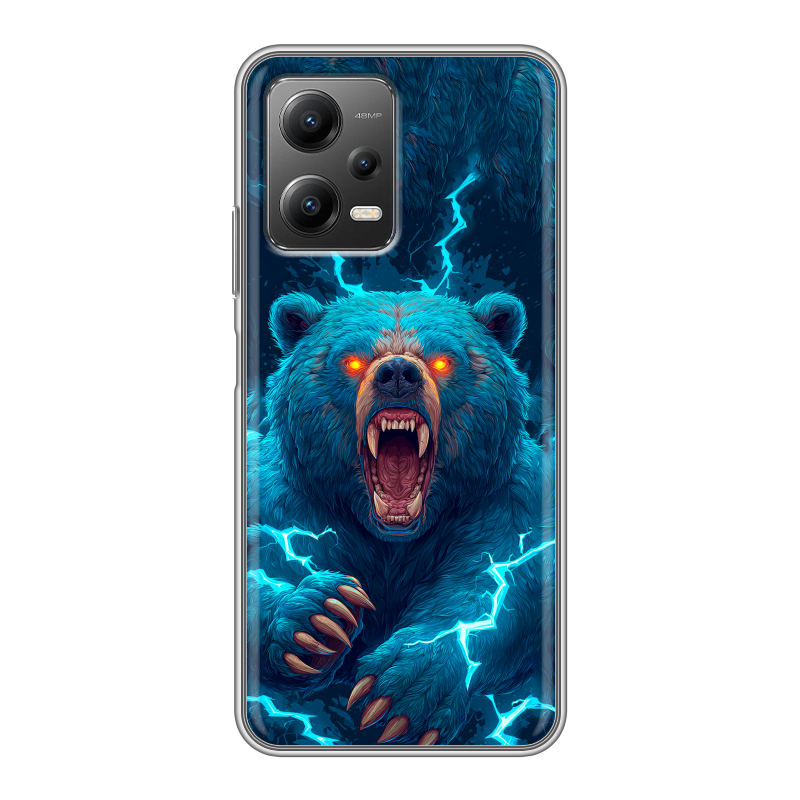 Силиконовый противоударный чехол на Xiaomi Poco X5 с принтом Медведь Силиконовый противоударный чехол на Xiaomi Poco X5 с принтом Медведь