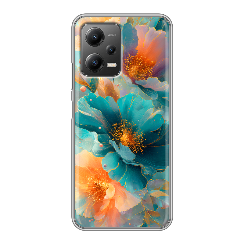 Силиконовый противоударный чехол на Xiaomi Poco X5 с принтом Цветы Силиконовый противоударный чехол на Xiaomi Poco X5 с принтом Цветы