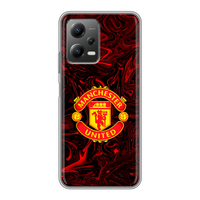 Силиконовый противоударный чехол на Xiaomi Poco X5 с принтом Manchester United Силиконовый противоударный чехол на Xiaomi Poco X5 с принтом Manchester United