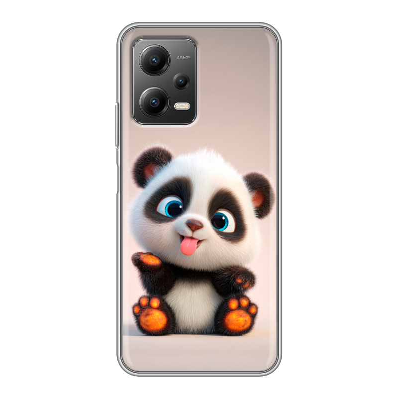 Силиконовый противоударный чехол на Xiaomi Poco X5 с принтом милая панда Силиконовый противоударный чехол на Xiaomi Poco X5 с принтом милая панда