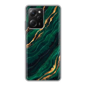 Силиконовый чехол на Xiaomi Poco X5 Pro с принтом Мрамор зеленое золото Силиконовый чехол на Xiaomi Poco X5 Pro с принтом Мрамор зеленое золото