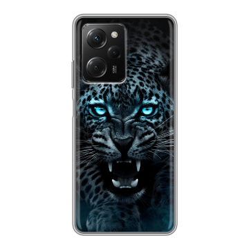 Силиконовый чехол на Xiaomi Poco X5 Pro с принтом Темный леопард Силиконовый чехол на Xiaomi Poco X5 Pro с принтом Темный леопард