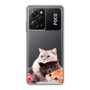 Силиконовый чехол на Xiaomi Poco X5 Pro с принтом Кошки Силиконовый чехол на Xiaomi Poco X5 Pro с принтом Кошки