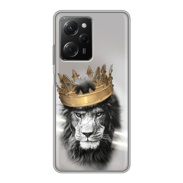 Силиконовый чехол на Xiaomi Poco X5 Pro с принтом Лев с короной Силиконовый чехол на Xiaomi Poco X5 Pro с принтом Лев с короной
