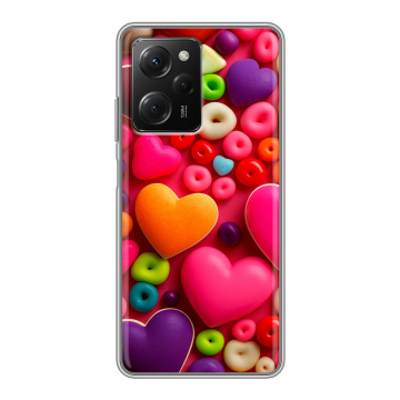 Силиконовый чехол на Xiaomi Poco X5 Pro с принтом Сердечки Силиконовый чехол на Xiaomi Poco X5 Pro с принтом Сердечки