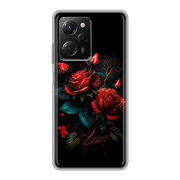 Силиконовый чехол на Xiaomi Poco X5 Pro с принтом Розы красные Силиконовый чехол на Xiaomi Poco X5 Pro с принтом Розы красные