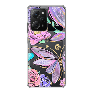 Силиконовый чехол на Xiaomi Poco X5 Pro с принтом Бабочки и цветы Силиконовый чехол на Xiaomi Poco X5 Pro с принтом Бабочки и цветы