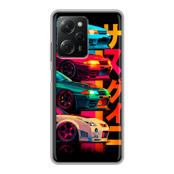 Силиконовый чехол на Xiaomi Poco X5 Pro с принтом Гоночные машины