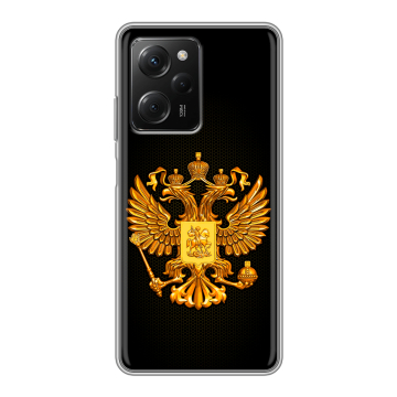 Силиконовый чехол на Xiaomi Poco X5 Pro с принтом Герб России желтый Силиконовый чехол на Xiaomi Poco X5 Pro с принтом Герб России желтый