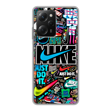 Силиконовый чехол на Xiaomi Poco X5 Pro с принтом найк nike черный Силиконовый чехол на Xiaomi Poco X5 Pro с принтом найк nike черный