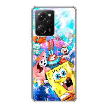 Силиконовый чехол на Xiaomi Poco X5 Pro с принтом спанчбоб спанч боб Силиконовый чехол на Xiaomi Poco X5 Pro с принтом спанчбоб спанч боб