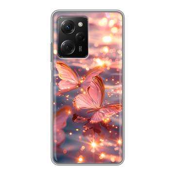 Силиконовый чехол на Xiaomi Poco X5 Pro с принтом бабочки розовые Силиконовый чехол на Xiaomi Poco X5 Pro с принтом бабочки розовые