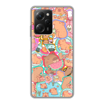 Силиконовый чехол на Xiaomi Poco X5 Pro с принтом капибары