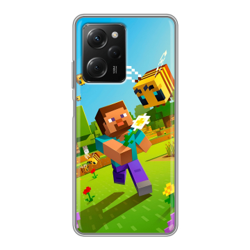 Силиконовый чехол на Xiaomi Poco X5 Pro с принтом Майнкрафт Minecraft Силиконовый чехол на Xiaomi Poco X5 Pro с принтом Майнкрафт Minecraft