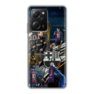 Силиконовый чехол на Xiaomi Poco X5 Pro с принтом Messi Barcelona Силиконовый чехол на Xiaomi Poco X5 Pro с принтом Messi Barcelona
