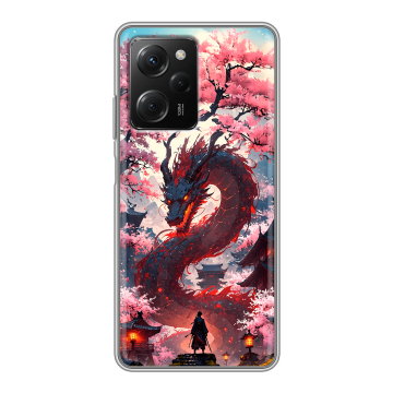 Силиконовый чехол на Xiaomi Poco X5 Pro с принтом Дракон Японский