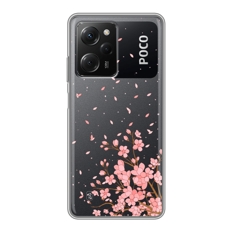 Силиконовый чехол на Xiaomi Poco X5 Pro с принтом Ветка сакуры Силиконовый чехол на Xiaomi Poco X5 Pro с принтом Ветка сакуры