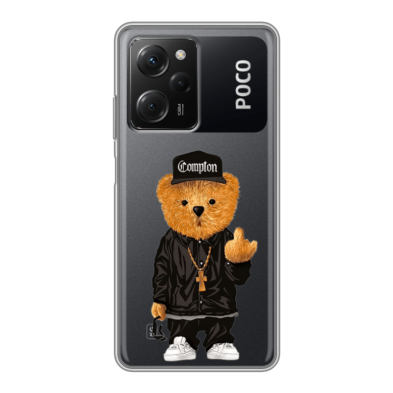 Силиконовый противоударный чехол на Xiaomi Poco X5 Pro с принтом Мишка Силиконовый противоударный чехол на Xiaomi Poco X5 Pro с принтом Мишка