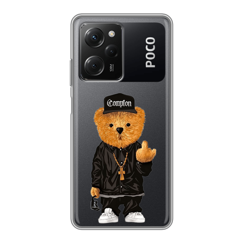 Силиконовый чехол на Xiaomi Poco X5 Pro с принтом Плюшевый медведь Силиконовый чехол на Xiaomi Poco X5 Pro с принтом Плюшевый медведь