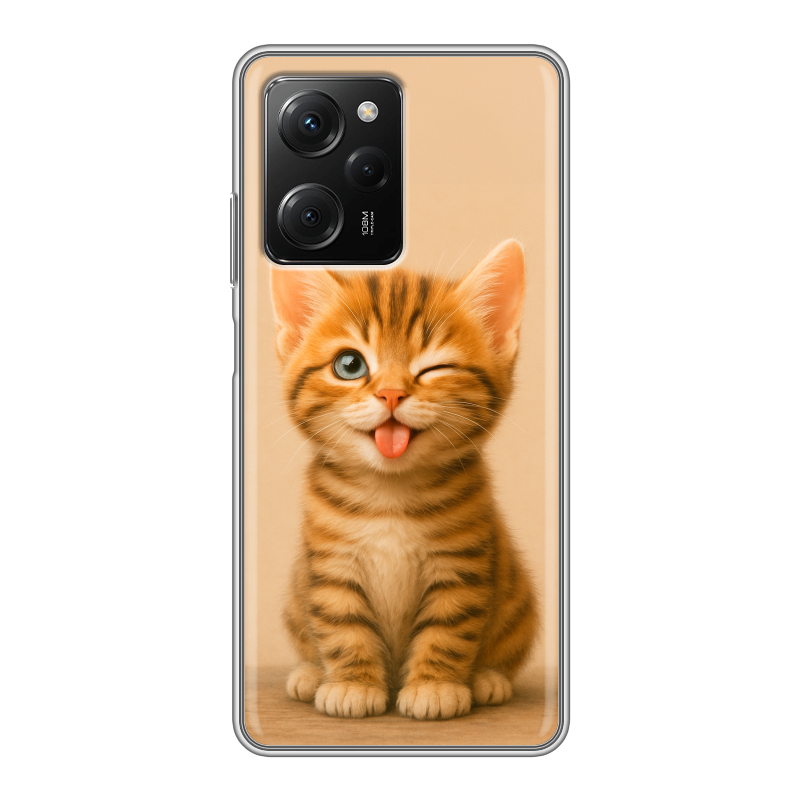 Силиконовый противоударный чехол на Xiaomi Poco X5 Pro с принтом котенок Силиконовый противоударный чехол на Xiaomi Poco X5 Pro с принтом котенок