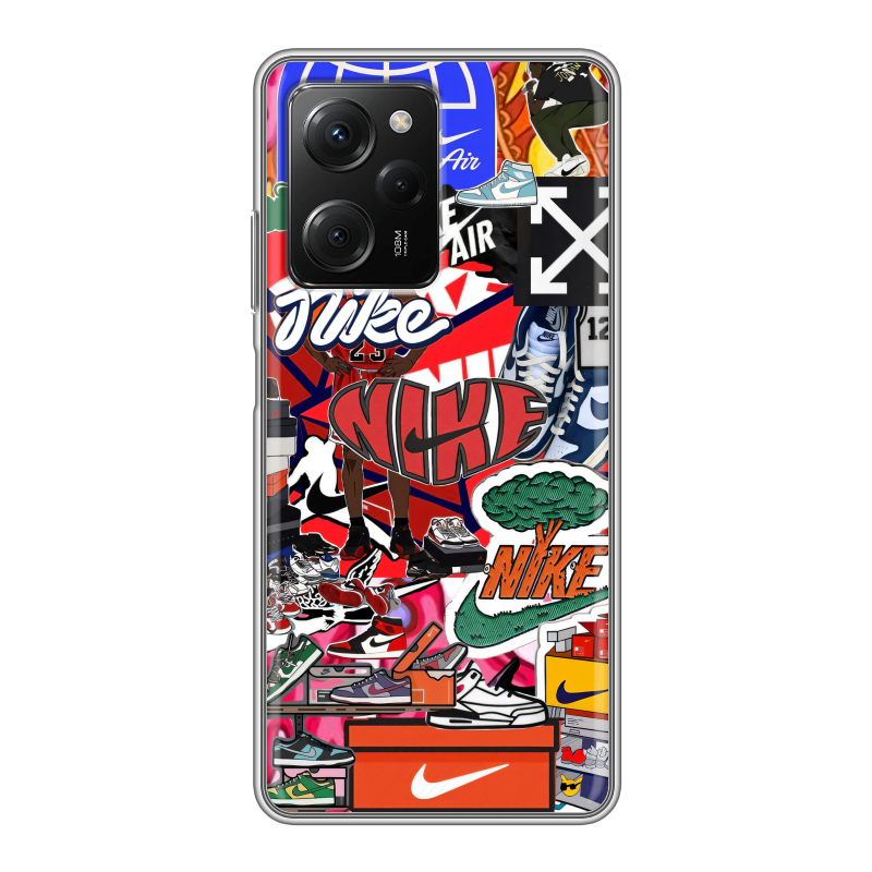 Силиконовый противоударный чехол на Xiaomi Poco X5 Pro с принтом Найк Nike яркий Силиконовый противоударный чехол на Xiaomi Poco X5 Pro с принтом Найк Nike яркий