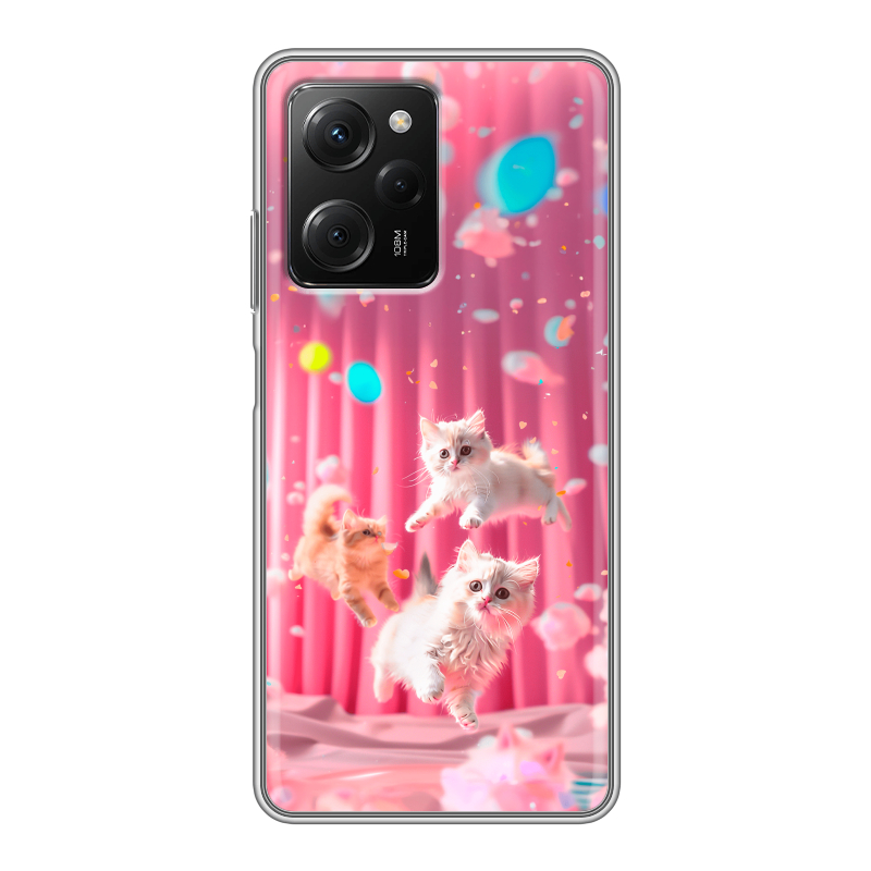 Силиконовый чехол на Xiaomi Poco X5 Pro с принтом милые котики Силиконовый чехол на Xiaomi Poco X5 Pro с принтом милые котики
