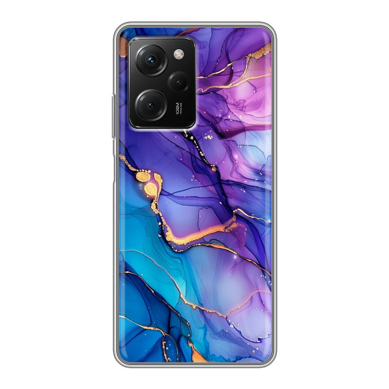 Силиконовый чехол на Xiaomi Poco X5 Pro с принтом синий мрамор Силиконовый чехол на Xiaomi Poco X5 Pro с принтом синий мрамор