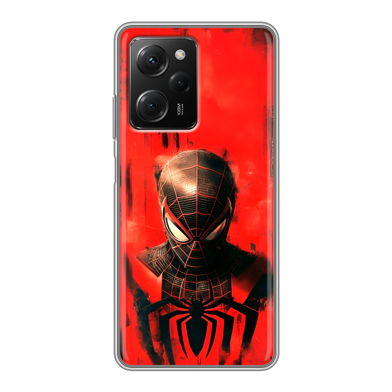 Силиконовый чехол на Xiaomi Poco X5 Pro с принтом человек паук spiderman Силиконовый чехол на Xiaomi Poco X5 Pro с принтом человек паук spiderman
