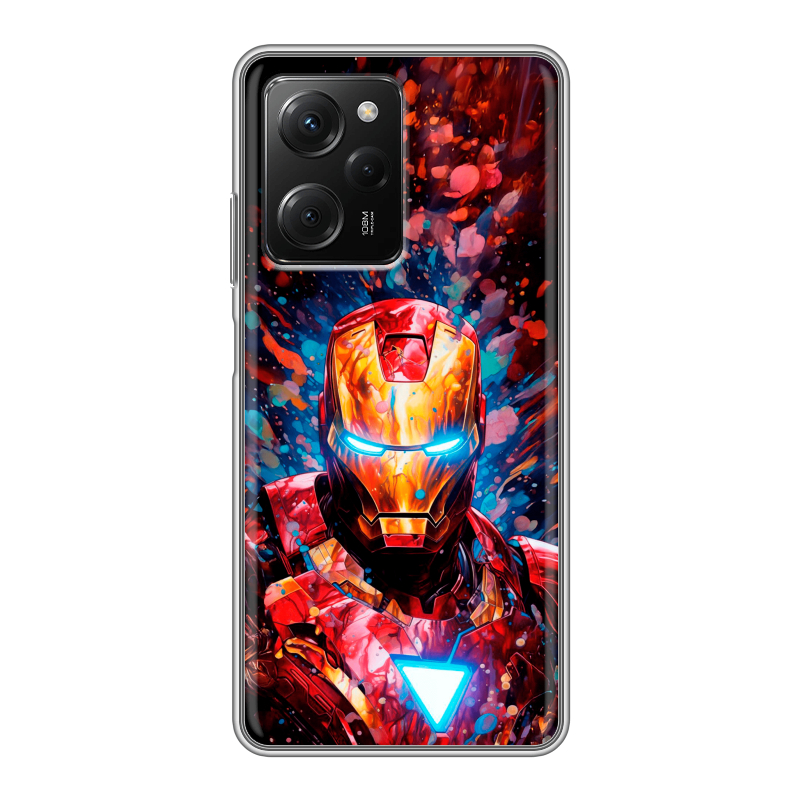 Силиконовый чехол на Xiaomi Poco X5 Pro с принтом Железный человек Ironman Силиконовый чехол на Xiaomi Poco X5 Pro с принтом Железный человек Ironman