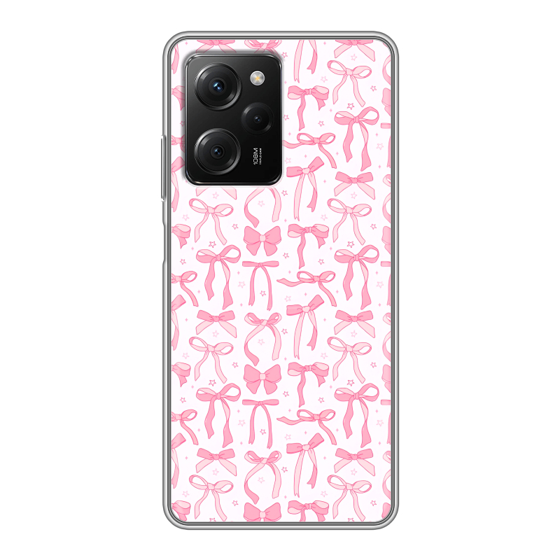 Силиконовый чехол на Xiaomi Poco X5 Pro с принтом Розовые бантики Силиконовый чехол на Xiaomi Poco X5 Pro с принтом Розовые бантики