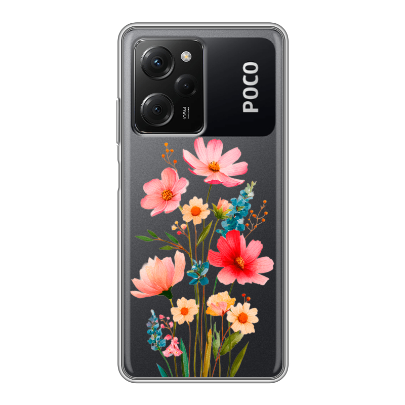 Силиконовый чехол на Xiaomi Poco X5 Pro с принтом Цветы Силиконовый чехол на Xiaomi Poco X5 Pro с принтом Цветы
