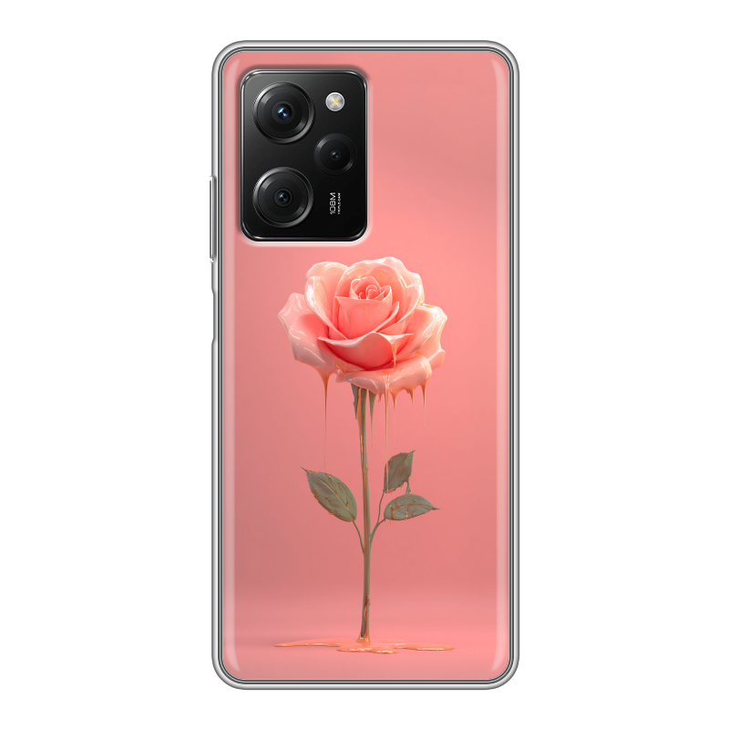 Силиконовый противоударный чехол на Xiaomi Poco X5 Pro с принтом Розовая роза Силиконовый противоударный чехол на Xiaomi Poco X5 Pro с принтом Розовая роза