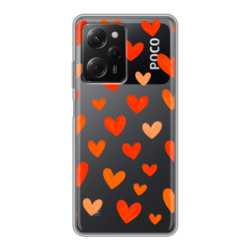 Силиконовый противоударный чехол на Xiaomi Poco X5 Pro с принтом Сердечки Силиконовый противоударный чехол на Xiaomi Poco X5 Pro с принтом Сердечки
