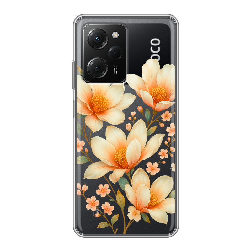 Силиконовый противоударный чехол на Xiaomi Poco X5 Pro с принтом Цветы Силиконовый противоударный чехол на Xiaomi Poco X5 Pro с принтом Цветы