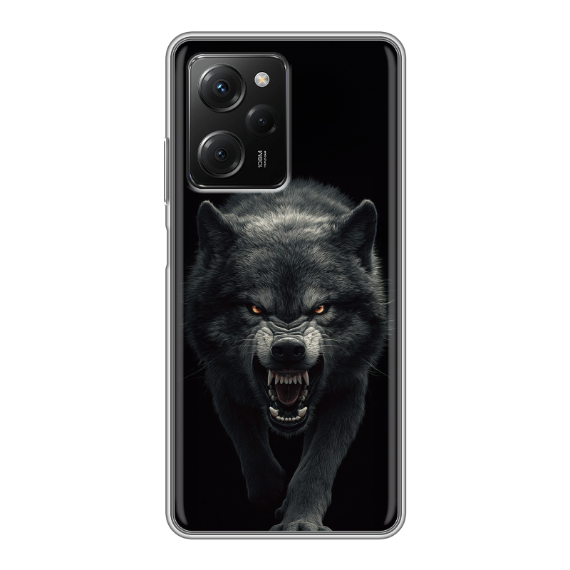 Силиконовый чехол на Xiaomi Poco X5 Pro с принтом Волк Силиконовый чехол на Xiaomi Poco X5 Pro с принтом Волк