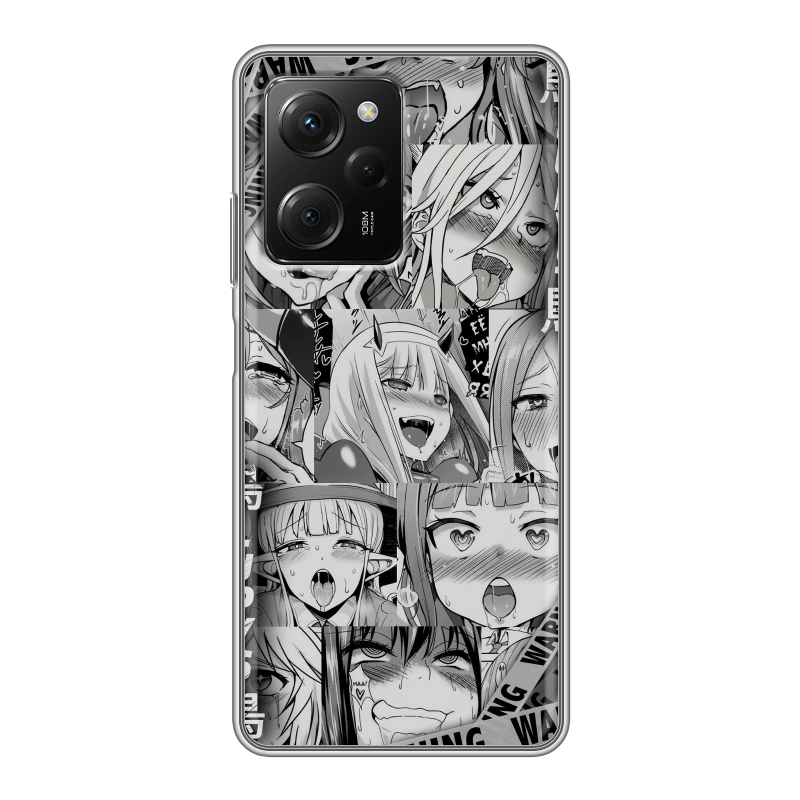 Силиконовый чехол на Xiaomi Poco X5 Pro с принтом Ahegao Ахегао Аниме Силиконовый чехол на Xiaomi Poco X5 Pro с принтом Ahegao Ахегао Аниме