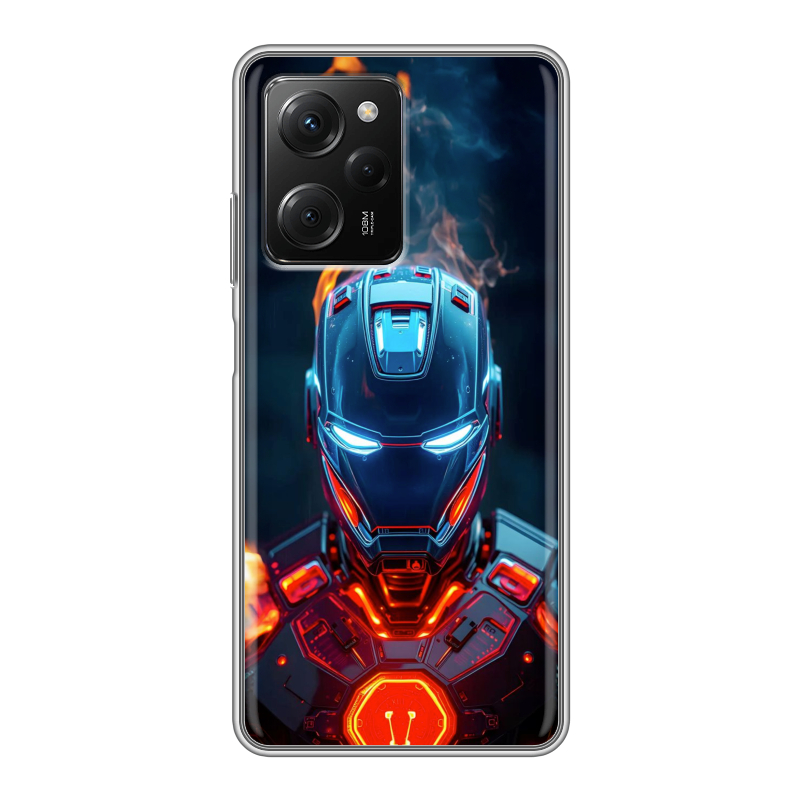 Силиконовый чехол на Xiaomi Poco X5 Pro с принтом IronMan Железный человек Силиконовый чехол на Xiaomi Poco X5 Pro с принтом IronMan Железный человек