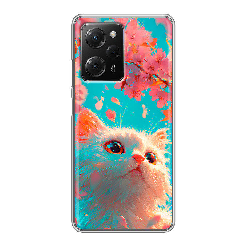 Силиконовый противоударный чехол на Xiaomi Poco X5 Pro с принтом Красивый кот Силиконовый противоударный чехол на Xiaomi Poco X5 Pro с принтом Красивый кот