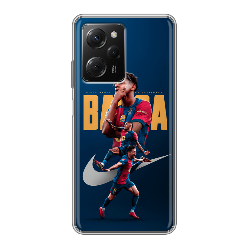 Силиконовый чехол на Xiaomi Poco X5 Pro с принтом Барселона Barca Yamal Силиконовый чехол на Xiaomi Poco X5 Pro с принтом Барселона Barca Yamal
